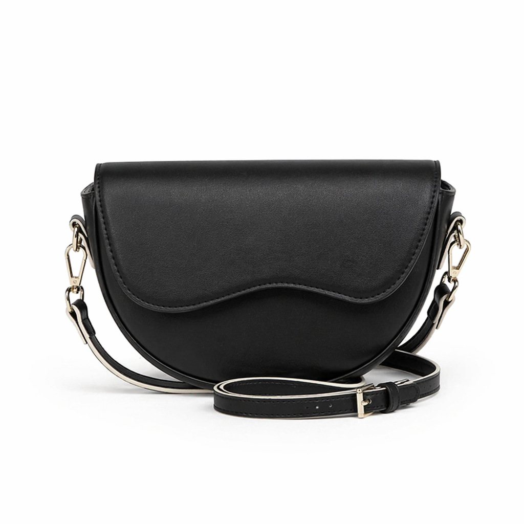 Vivela - Small Vintage Saddle Shoulder Bag Aurelia Noir