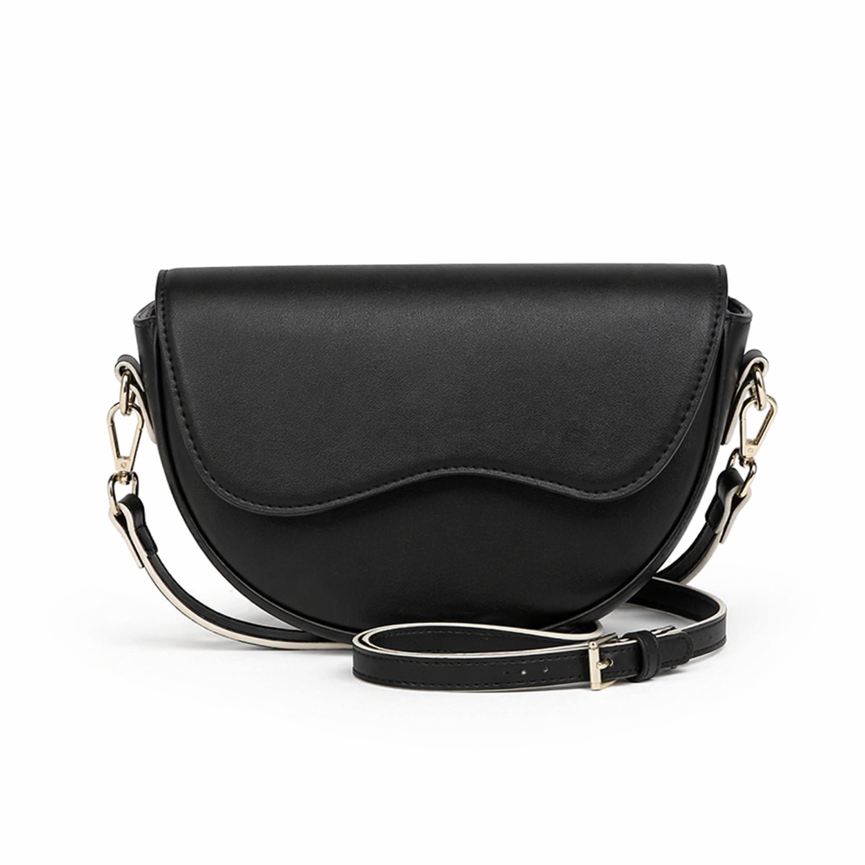 Vivela - Small Vintage Saddle Shoulder Bag Aurelia Noir